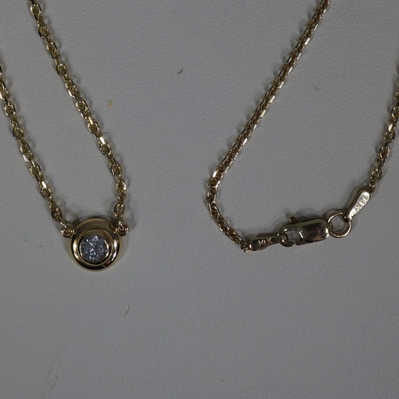 14KY Gold 1/3ct. Bezel Set Diamond 18" Necklace - Picture 4 of 6